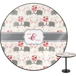 Elephants in Love Round Table - 24" (Personalized)