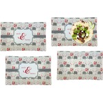 Elephants in Love Set of 4 Glass Rectangular Lunch / Dinner Plate (Personalized)