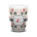 Elephants in Love Ceramic Shot Glass - 1.5 oz - White - Set of 4 (Personalized)