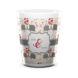 Elephants in Love Ceramic Shot Glass - 1.5 oz - White - Set of 4 (Personalized)