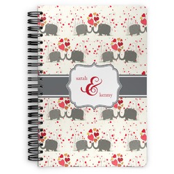 Elephants in Love Spiral Notebook - 7x10 w/ Couple's Names