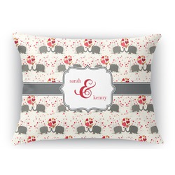 Elephants in Love Rectangular Throw Pillow Case - 12"x18" (Personalized)