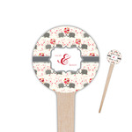 Elephants in Love 4" Round Wooden Food Picks - Double Sided (Personalized)