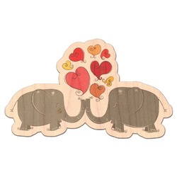 Elephants in Love Genuine Maple or Cherry Wood Sticker