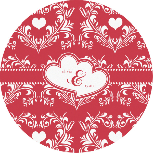 Custom Heart Damask Multipurpose Round Labels - 1" (Personalized)