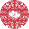 Heart Damask 1" Multipurpose Round Labels - Single Sticker