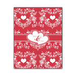 Heart Damask Wood Print - 11x14 (Personalized)