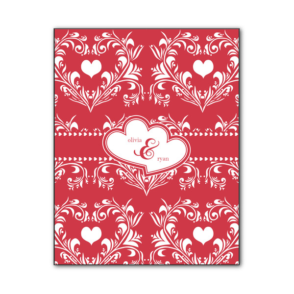 Custom Heart Damask Wood Print - 11x14 (Personalized)