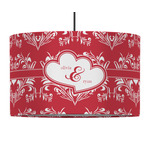 Heart Damask 12" Drum Pendant Lamp - Fabric (Personalized)