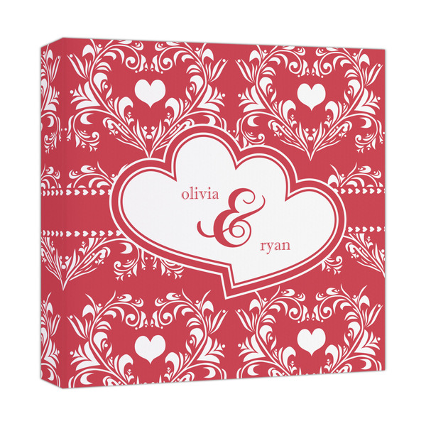 Custom Heart Damask Canvas Print - 12x12 (Personalized)