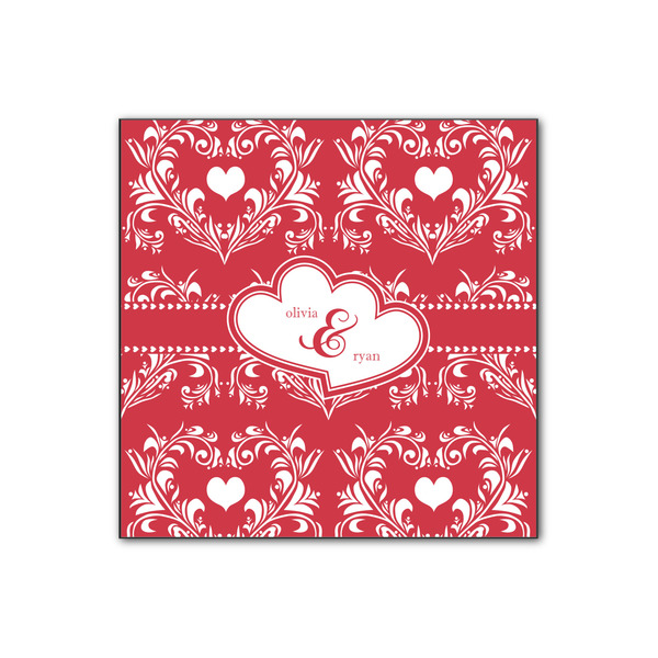 Custom Heart Damask Wood Print - 12x12 (Personalized)