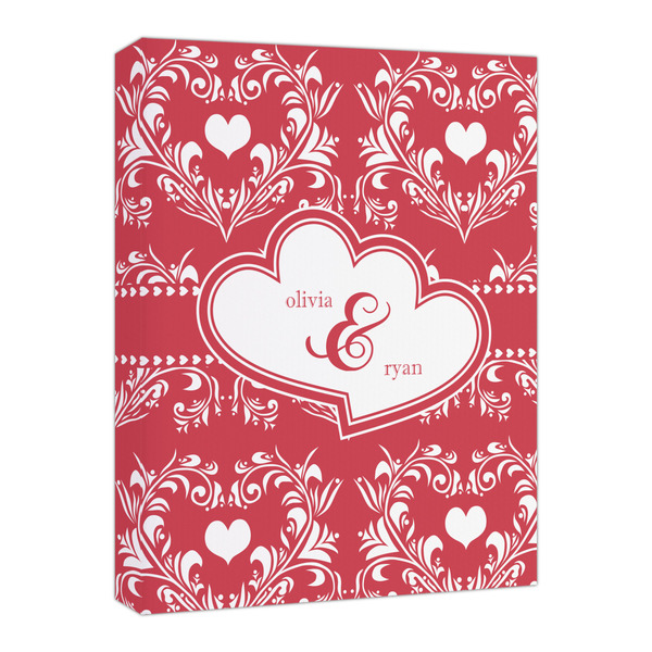 Custom Heart Damask Canvas Print - 16x20 (Personalized)