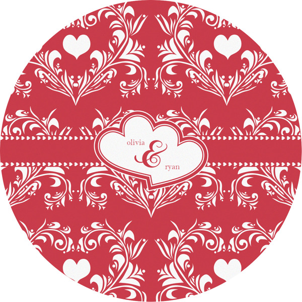 Custom Heart Damask Multipurpose Round Labels - 2" (Personalized)