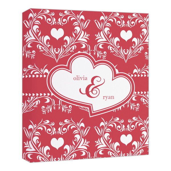 Custom Heart Damask Canvas Print - 20x24 (Personalized)