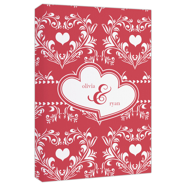 Custom Heart Damask Canvas Print - 20x30 (Personalized)