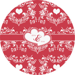 Heart Damask Multipurpose Round Labels - Custom Sized (Personalized)