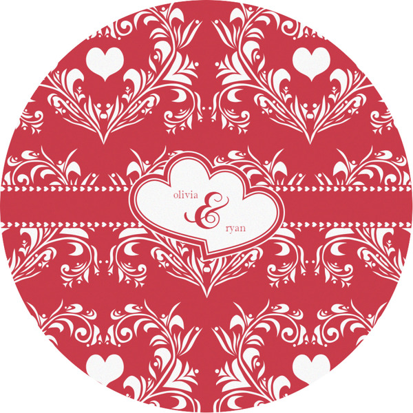 Custom Heart Damask Multipurpose Round Labels - 3" (Personalized)