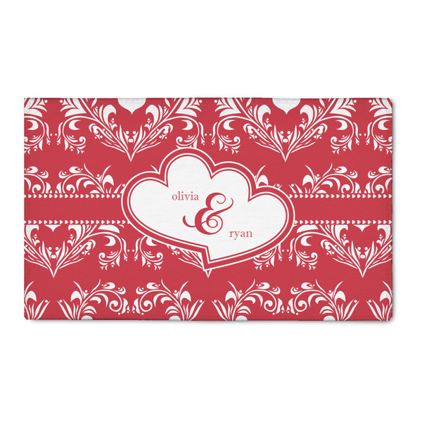 Custom Heart Damask 3' x 5' Indoor Area Rug (Personalized)