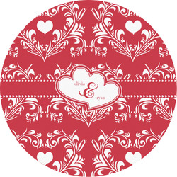 Heart Damask Multipurpose Round Labels - 4" (Personalized)