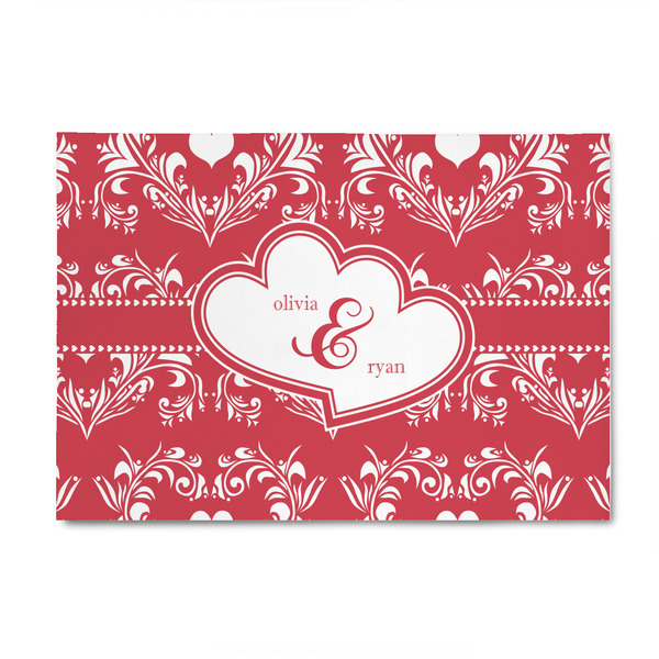 Custom Heart Damask 4' x 6' Patio Rug (Personalized)