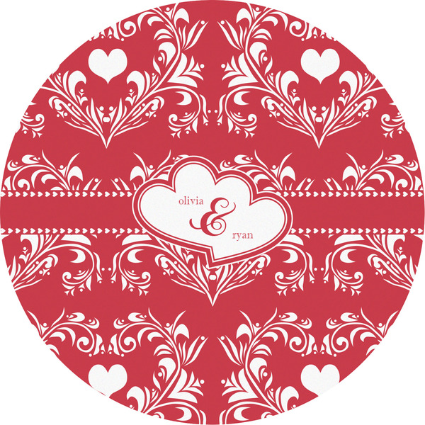 Custom Heart Damask Multipurpose Round Labels - 5" (Personalized)