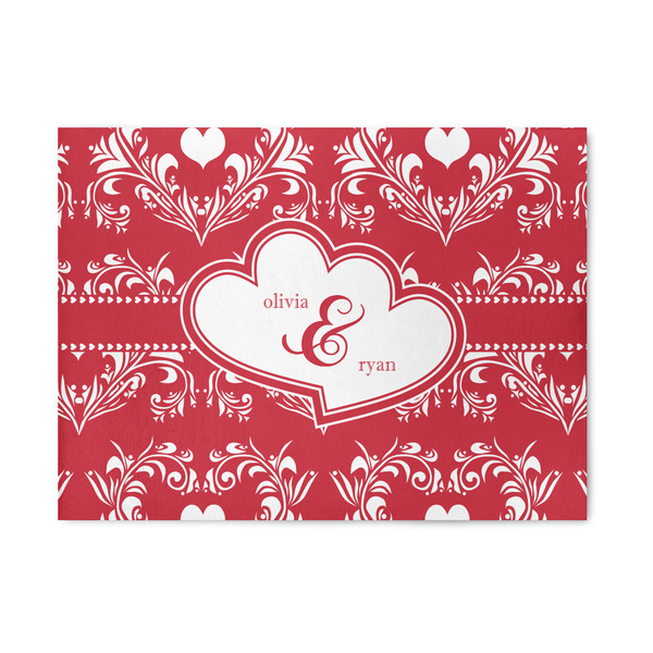 Custom Heart Damask 5' x 7' Patio Rug (Personalized)