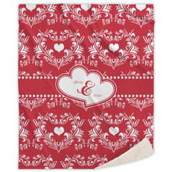 Heart Damask Sherpa Throw Blanket - 60"x80" (Personalized)