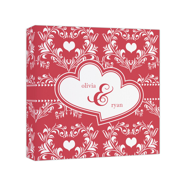 Custom Heart Damask Canvas Print - 8x8 (Personalized)