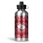 Heart Damask Water Bottles - 20 oz - Aluminum (Personalized)