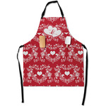 Heart Damask Apron With Pockets w/ Couple's Names