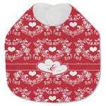 Heart Damask Jersey Knit Baby Bib w/ Couple's Names