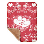 Heart Damask Sherpa Baby Blanket - 30" x 40" w/ Couple's Names