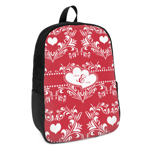 Custom Heart Damask Kids Backpack (Personalized)