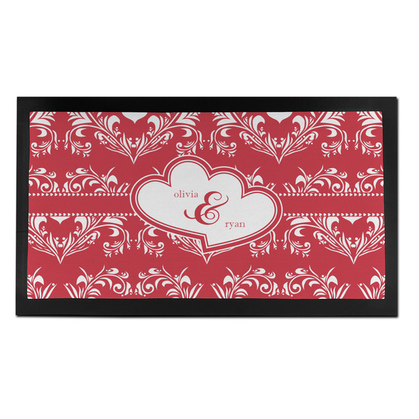 Custom Heart Damask Bar Mat - Small (Personalized)