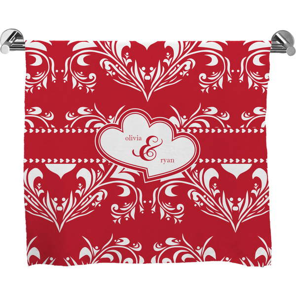 Custom Heart Damask Bath Towel (Personalized)