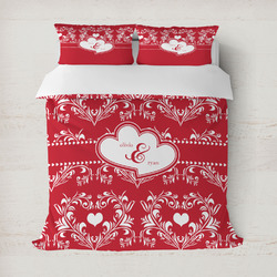 Heart Damask Duvet Cover Set - Full / Queen (Personalized)