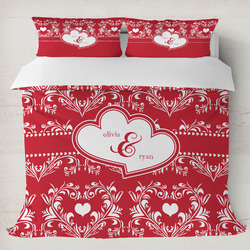 Heart Damask Duvet Cover Set - King (Personalized)