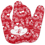 Heart Damask Baby Bib w/ Couple's Names