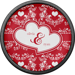 Heart Damask Cabinet Knob (Black) (Personalized)