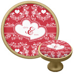 Heart Damask Cabinet Knob - Gold (Personalized)