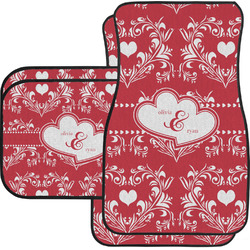 Heart Damask Car Floor Mats Set - 2 Front & 2 Back (Personalized)