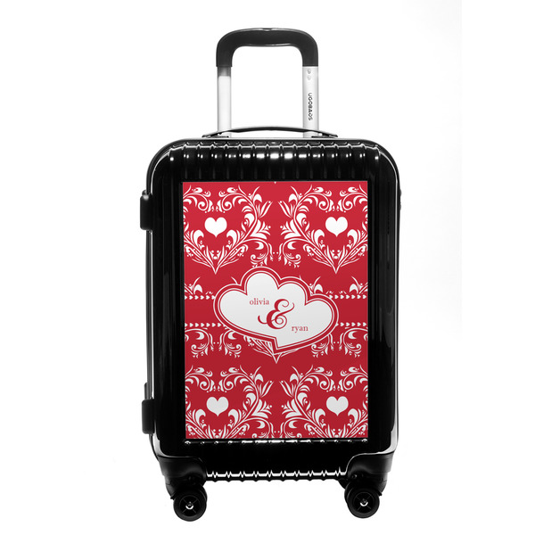 Custom Heart Damask Carry On Hard Shell Suitcase (Personalized)