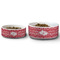 Heart Damask Ceramic Dog Bowls - Size Comparison