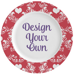 Heart Damask Ceramic Dinner Plates (Set of 4) (Personalized)
