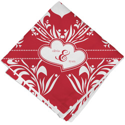 Heart Damask Cloth Cocktail Napkin - Single w/ Couple's Names