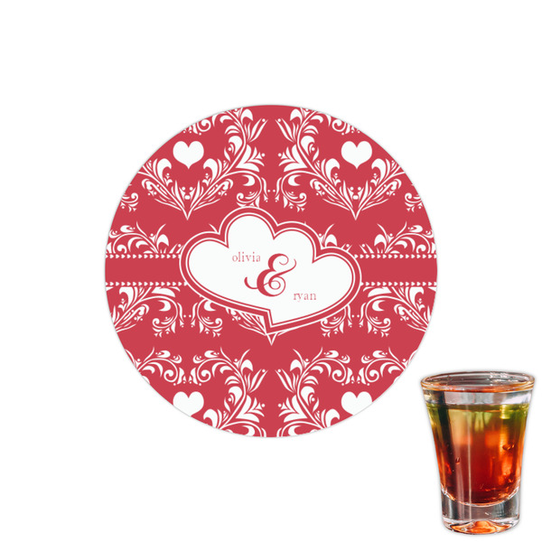 Custom Heart Damask Printed Drink Topper - 1.5" (Personalized)