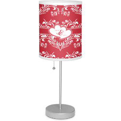 Heart Damask 7" Drum Lamp with Shade Linen (Personalized)