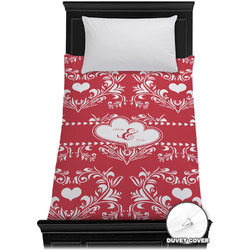 Heart Damask Duvet Cover - Twin (Personalized)