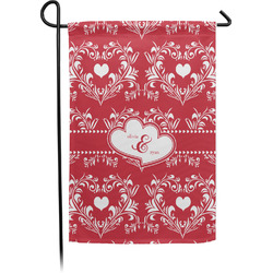 Heart Damask Small Garden Flag - Single Sided w/ Couple's Names