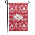 Heart Damask Small Garden Flag - Double Sided w/ Couple's Names